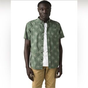 Prana Olive Patterned Men's Casual Shirt